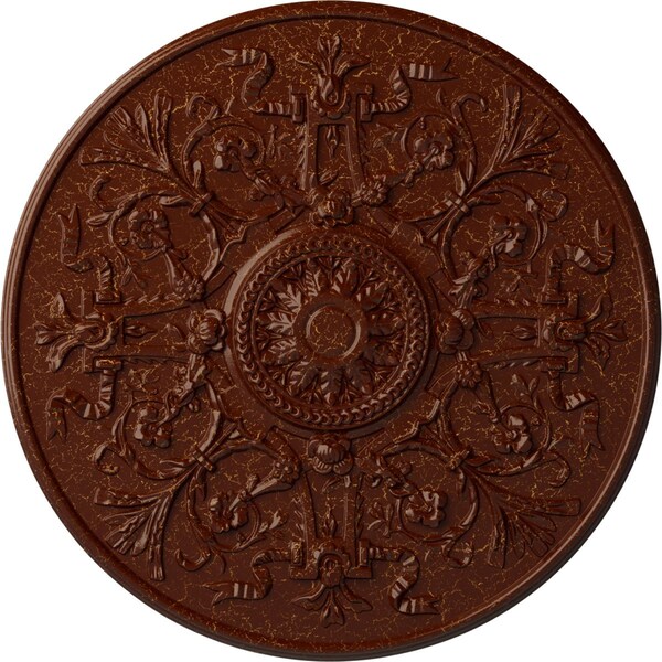 Ekena Millwork Versailles Ceiling Medallion (Canopies up to 3 1/4"), 33"OD x 1 3/4"P, Burnished Mahogany Crackle CM33VEBMC - main